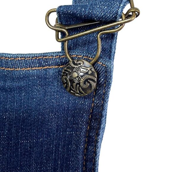 Monthorigin Womens Bib Overalls Distressed Denim dungarees Waist 43 in No Tag - Picture 6 of 14